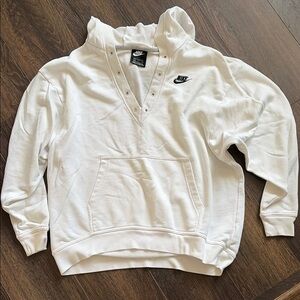 Nike White womens Hoodie v neck drop shoulder